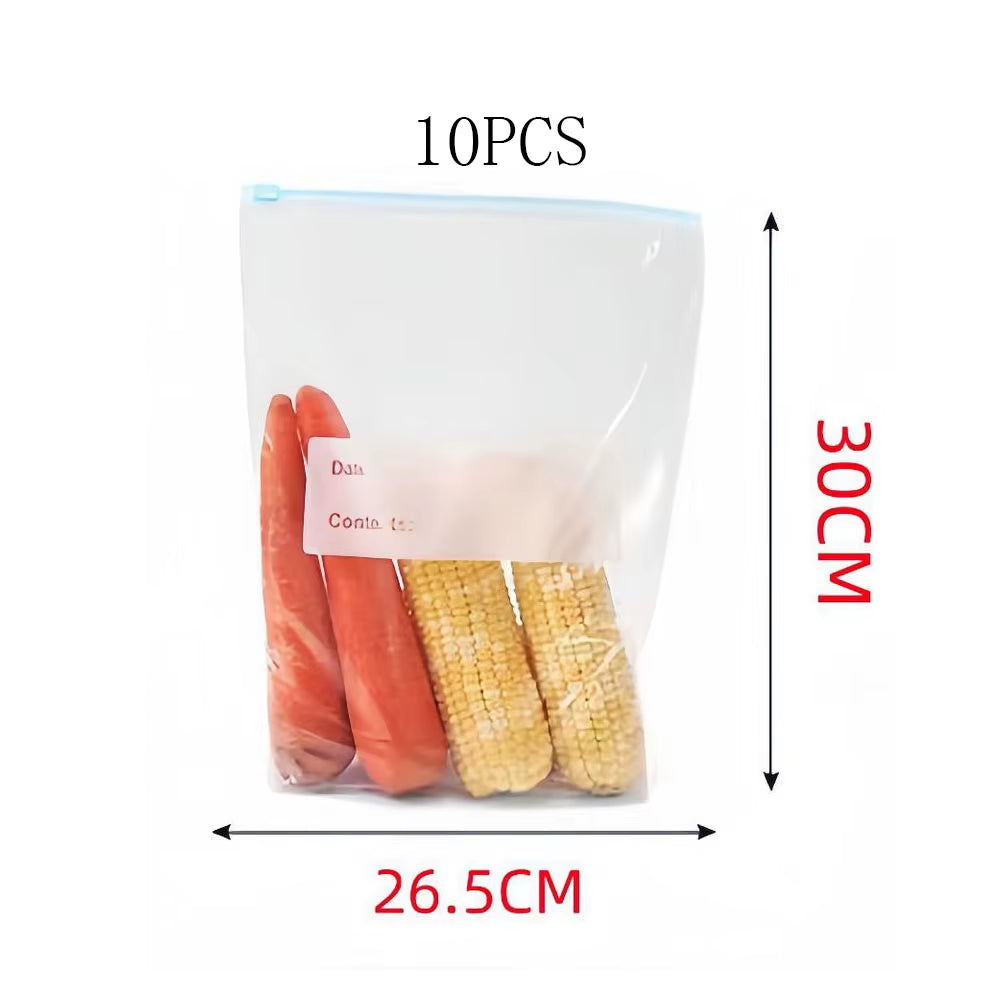 10/15/20PCS Silicone Food Storage Leakproof Reusable Stand up Zip Shut Bags Cup Fresh Food Storage Bag Refrigerator Fresh Wrap