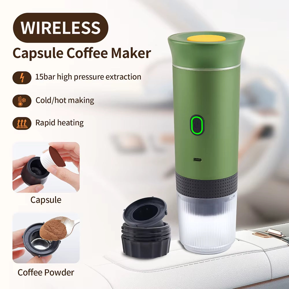 Portable Coffee Machine Wireless Electric Espresso Coffee Maker for Capsule Coffee Powder Travel Camping Coffee Maker