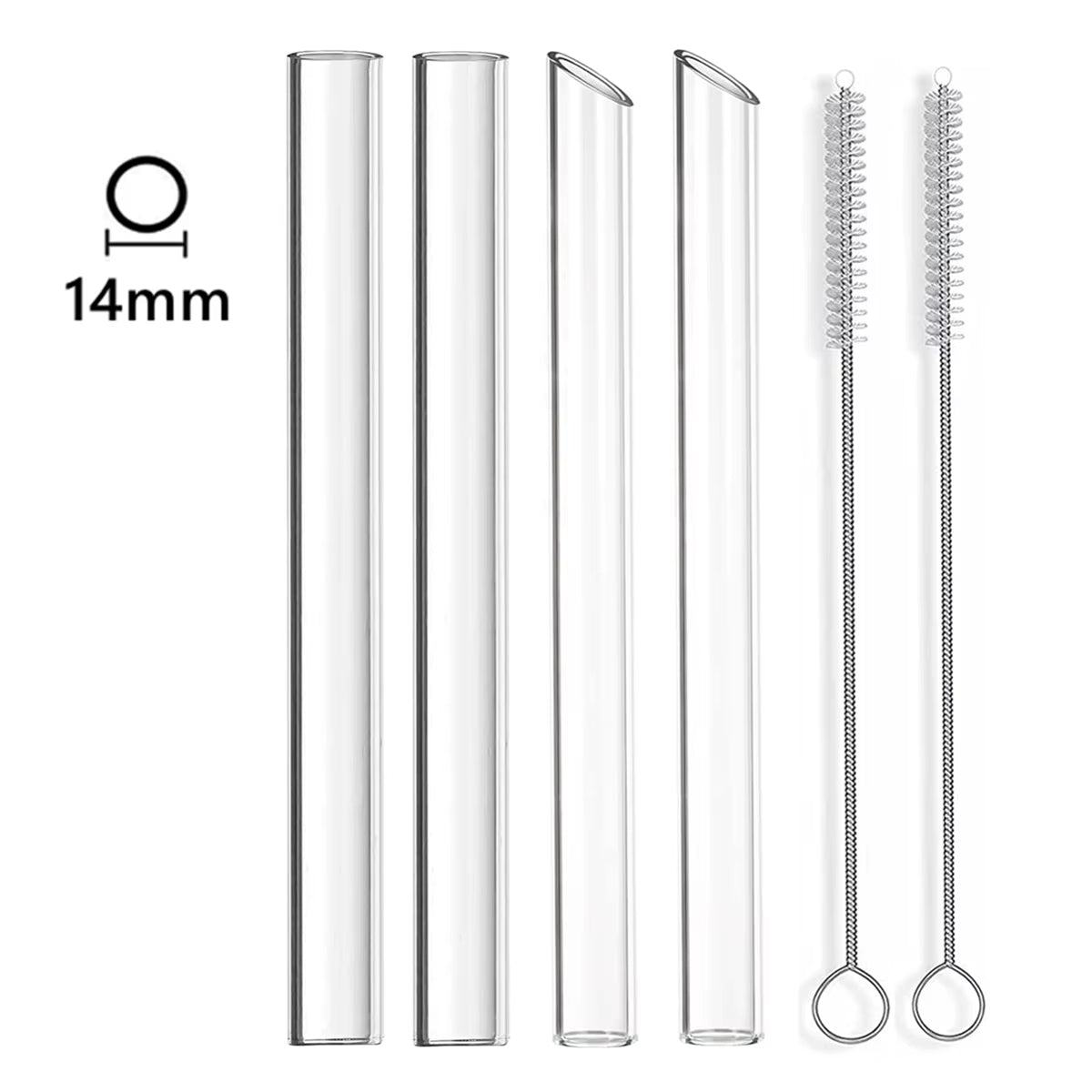 14Mm Extra Wide Glass Straws Reusable Bubble Tea Straws Drinking Straws for Boba Smoothie Juice Eco-Friendly Large Straw