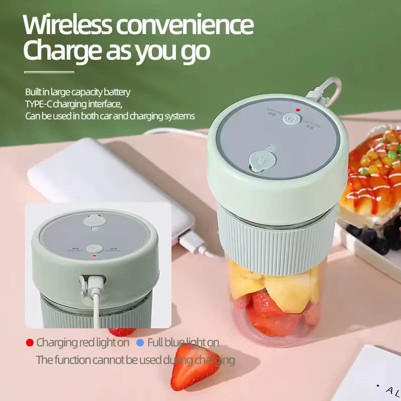 Mini Electric Rechargeable Portable Wireless Juicer Cup 6 Blades Fruit Smoothie Blender Puree Mixer