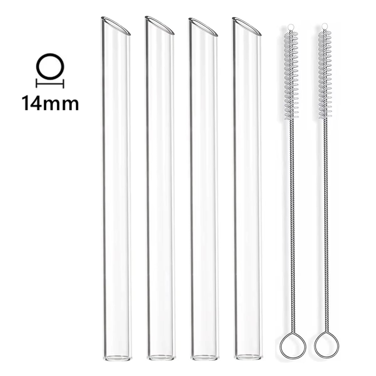 14Mm Extra Wide Glass Straws Reusable Bubble Tea Straws Drinking Straws for Boba Smoothie Juice Eco-Friendly Large Straw