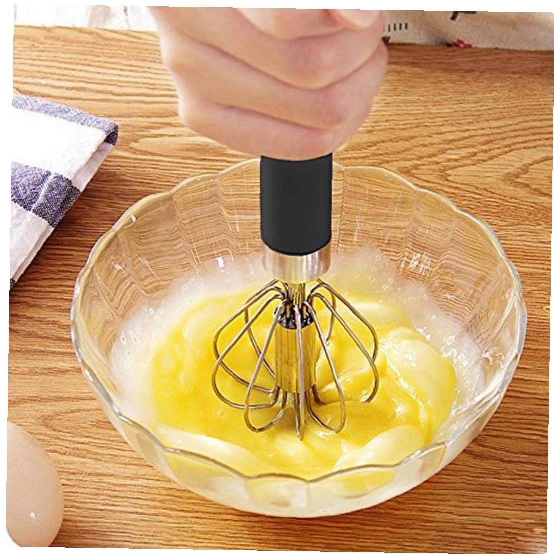 Semi-Automatic Stainless Steel Hand Mixer – Self-Turning Egg Beater