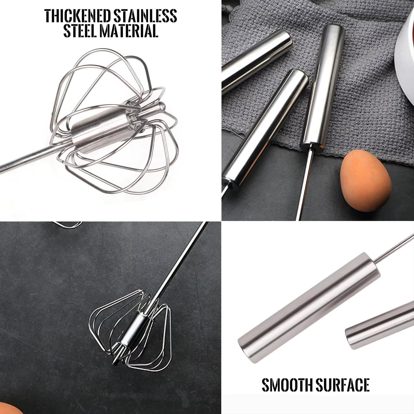 1/3Pcs Semi Automatic Egg Beater Stainless Steel Manual Hand Whisk Mixer Self-Turning Cream Utensils Kitchen Gadgets Egg Tools