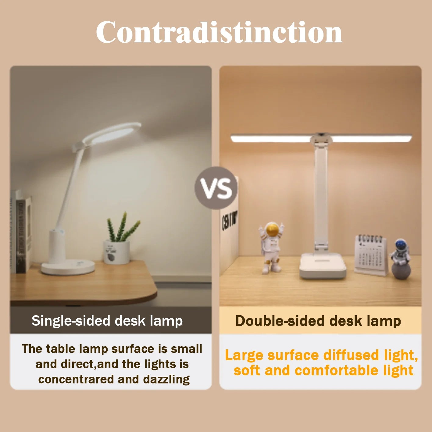 LED Desk Lamp USB Rechargeable Table Lamp 3 Levels Dimmable Touch Desk Lighting Eye Protection Foldable for Bedroom Desk Light