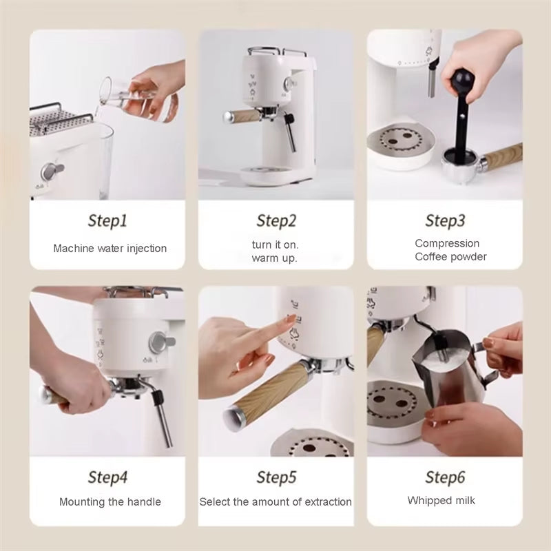 Professional Espresso Coffee Maker Electric Italian Coffee Machine 15 Bar Automatic Milk Frother Cappuccino Latte Espresso Maker