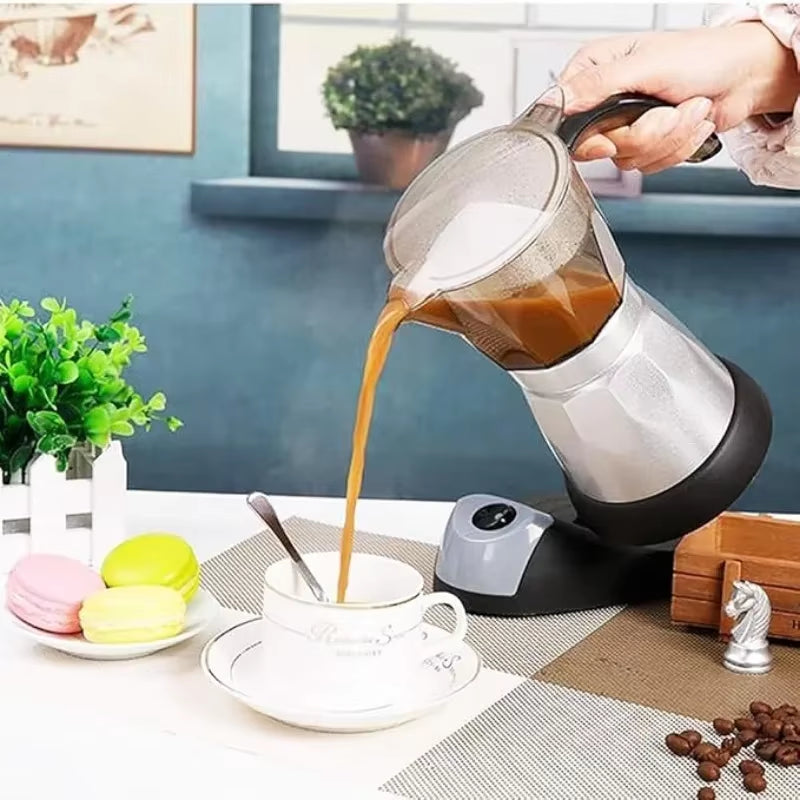 Electric Coffee Maker Italian Cuban Brewing Espresso Moka Pot Detachable Electric Coffee Maker for Home Kitchen Office Cafe Use