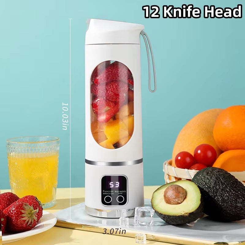 2024 New Household Charging MINI Crushed Ice Electric Juicer Powerful Motor 450ML Large Capacity Digital Display Juice Cup