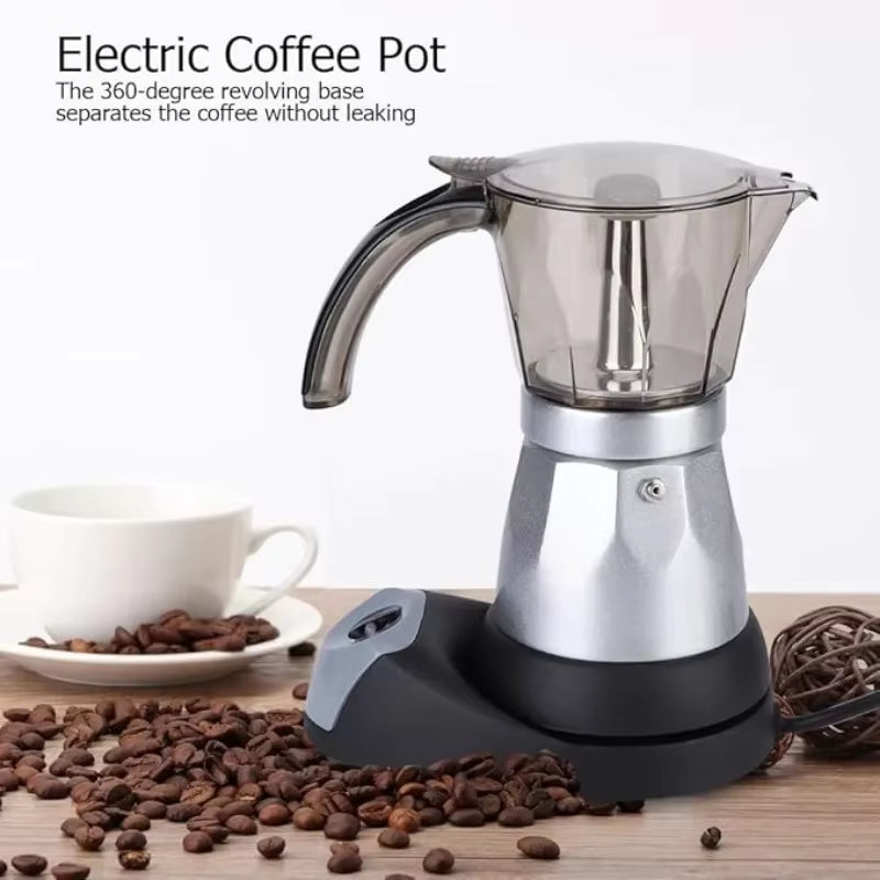 Electric Coffee Maker Italian Cuban Brewing Espresso Moka Pot Detachable Electric Coffee Maker for Home Kitchen Office Cafe Use