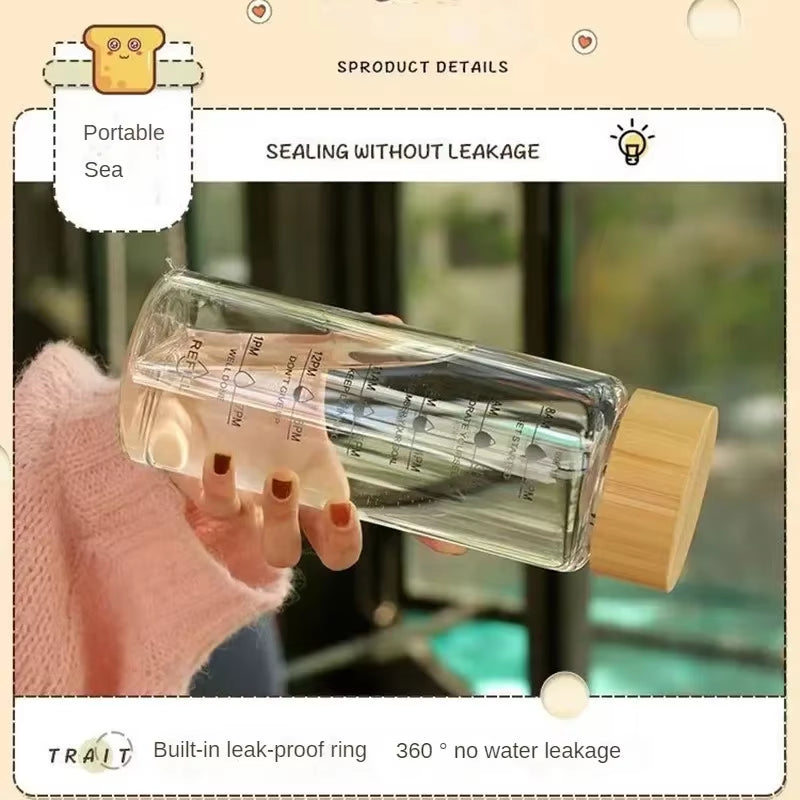 1/2/4PCS Mug with Time Scale Large Capacity Glass Water Bottle Travel Sports Portable Water Cup Transparent Milk Juice Cups