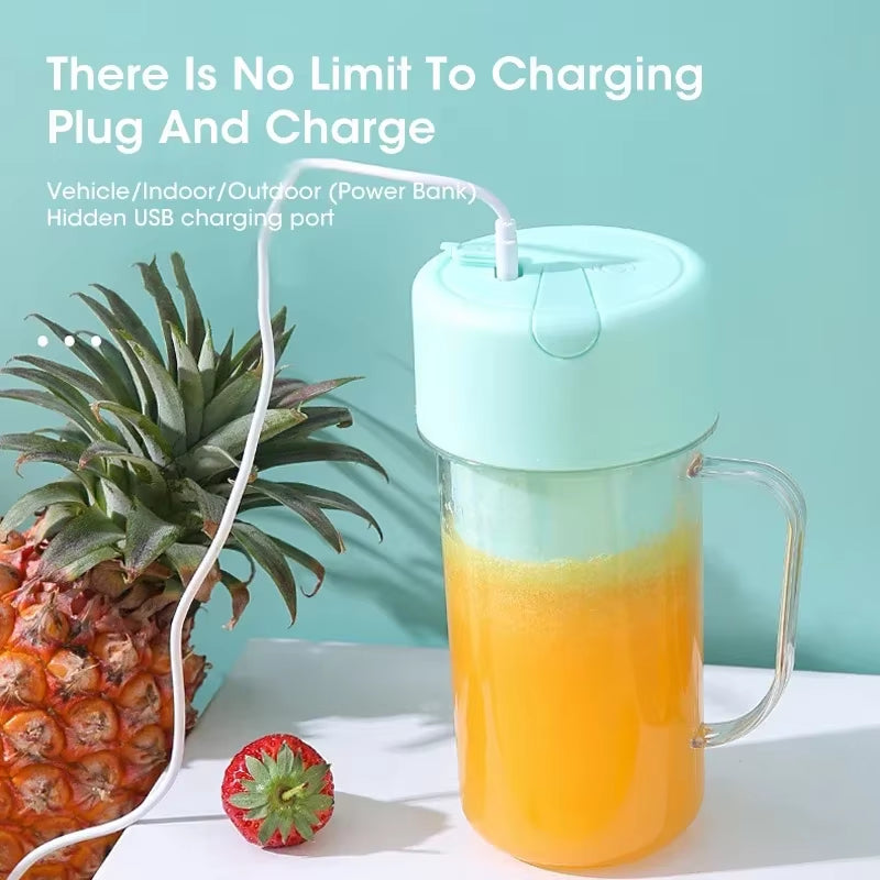 Electric Juicer Portable with Straw Mixer Mini Multifunctional USB Charging Juicer Cup 420Ml Water Cup Suitable for Home Gym