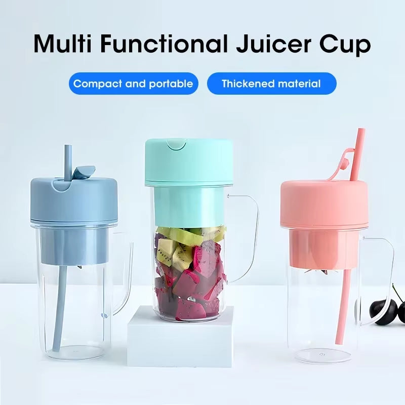 Electric Juicer Portable with Straw Mixer Mini Multifunctional USB Charging Juicer Cup 420Ml Water Cup Suitable for Home Gym