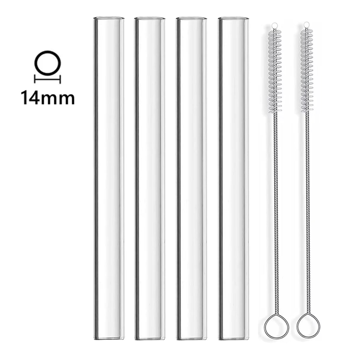 14Mm Extra Wide Glass Straws Reusable Bubble Tea Straws Drinking Straws for Boba Smoothie Juice Eco-Friendly Large Straw