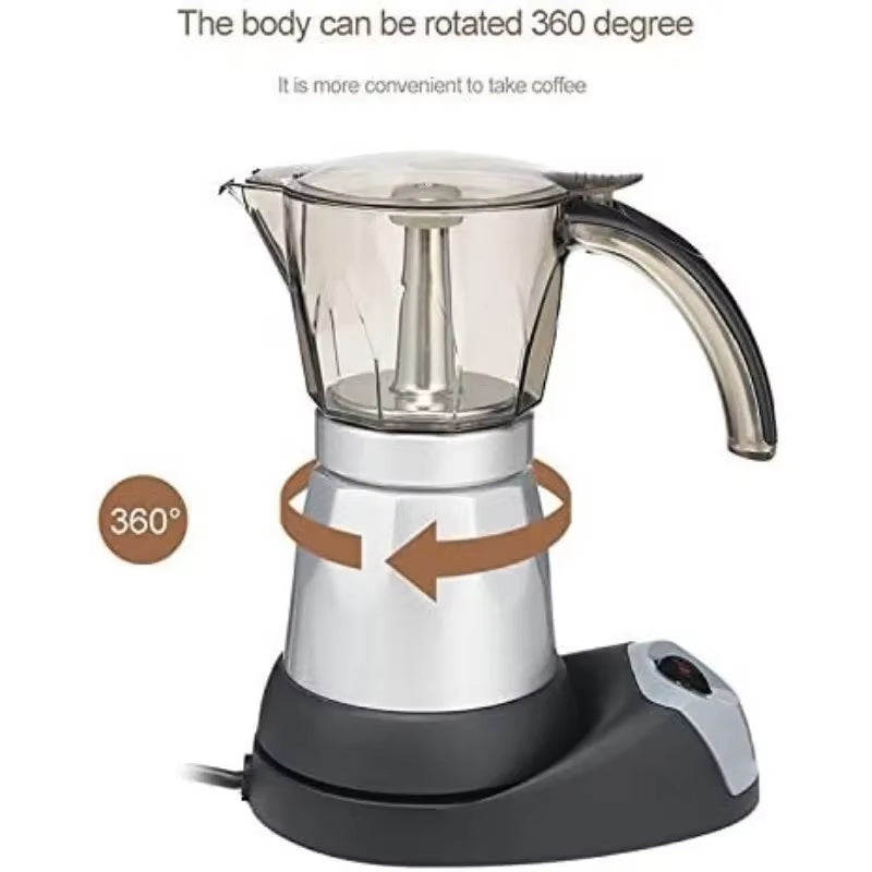 Electric Coffee Maker Italian Cuban Brewing Espresso Moka Pot Detachable Electric Coffee Maker for Home Kitchen Office Cafe Use