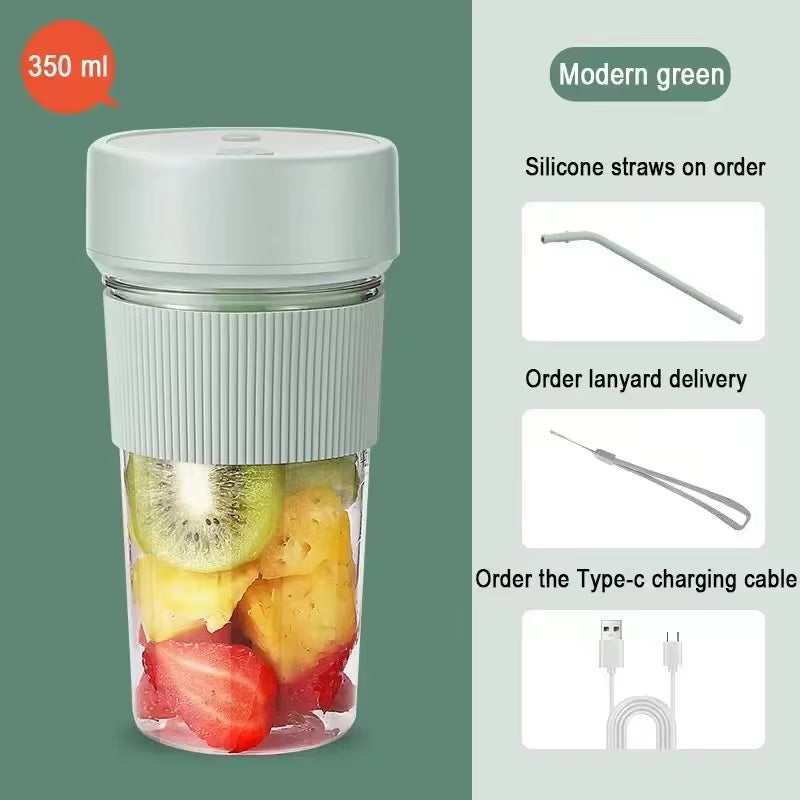 Mini Electric Rechargeable Portable Wireless Juicer Cup 6 Blades Fruit Smoothie Blender Puree Mixer