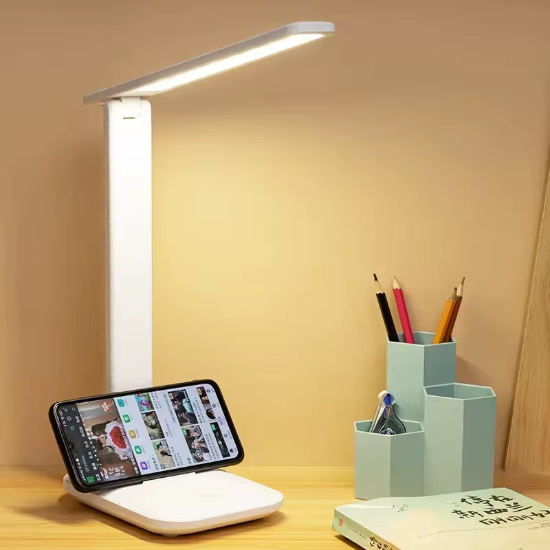 LED Table Lamp Eyes Protection Touch Dimmable Folding Table Lamp Student Dormitory Bedroom Reading USB Charging Night Light