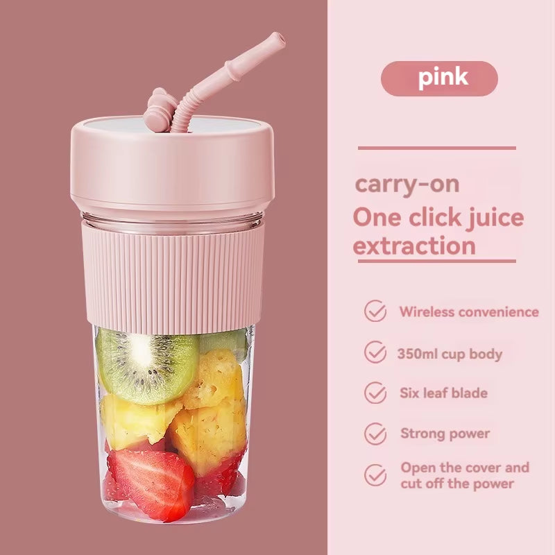 Mini Electric Rechargeable Portable Wireless Juicer Cup 6 Blades Fruit Smoothie Blender Puree Mixer