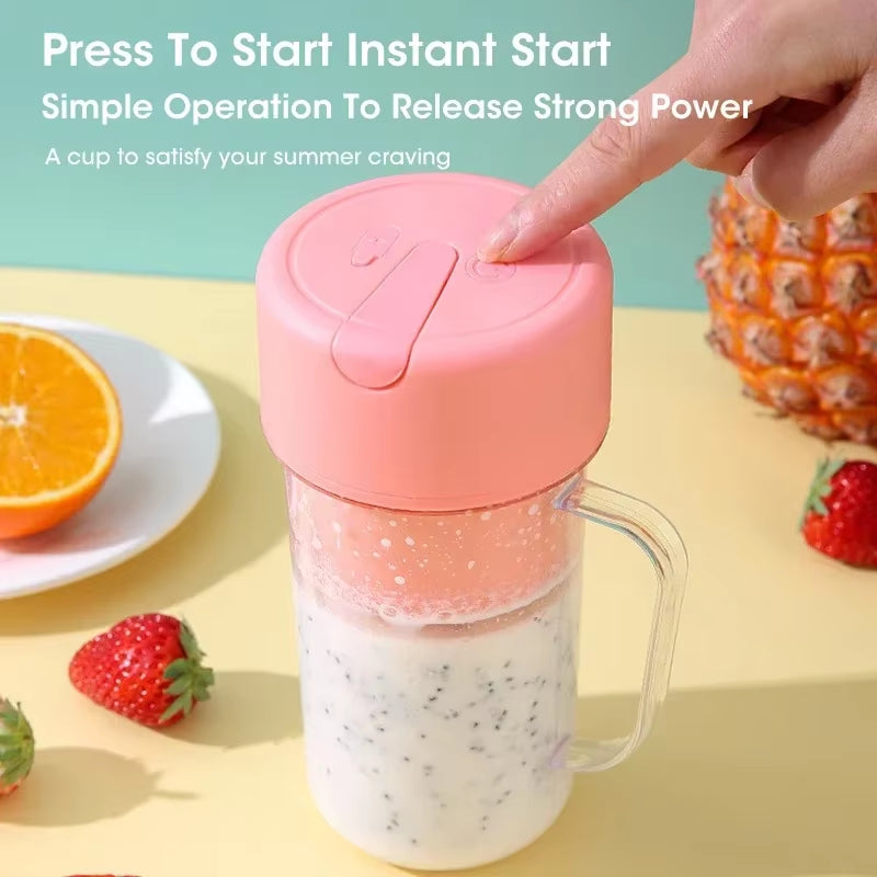 Electric Juicer Portable with Straw Mixer Mini Multifunctional USB Charging Juicer Cup 420Ml Water Cup Suitable for Home Gym